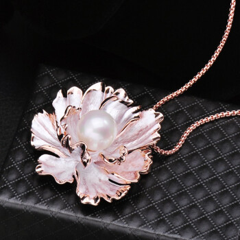 ZCMK饰品胸针胸花项链时尚别针长款毛衣链两用款大衣西服挂饰配饰装金粉色胸针+项链链条长约75cm+5	